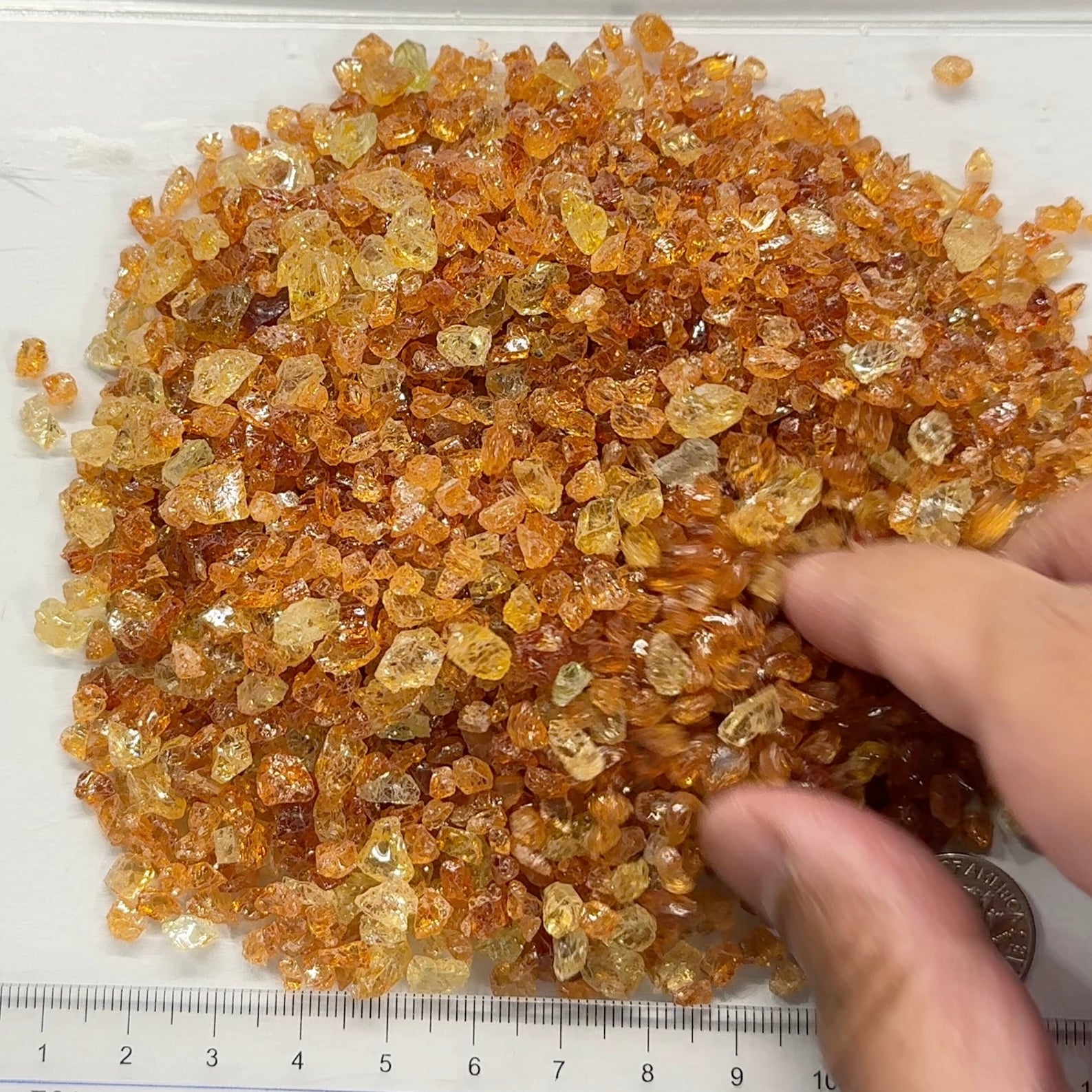 Yellow Grossular Garnet Lot, Merelani, Tanzania, Untreated Unheated, tiny melee rough, either do melee cuts or use in paintings, fish tank etc. 266.10gm Lot