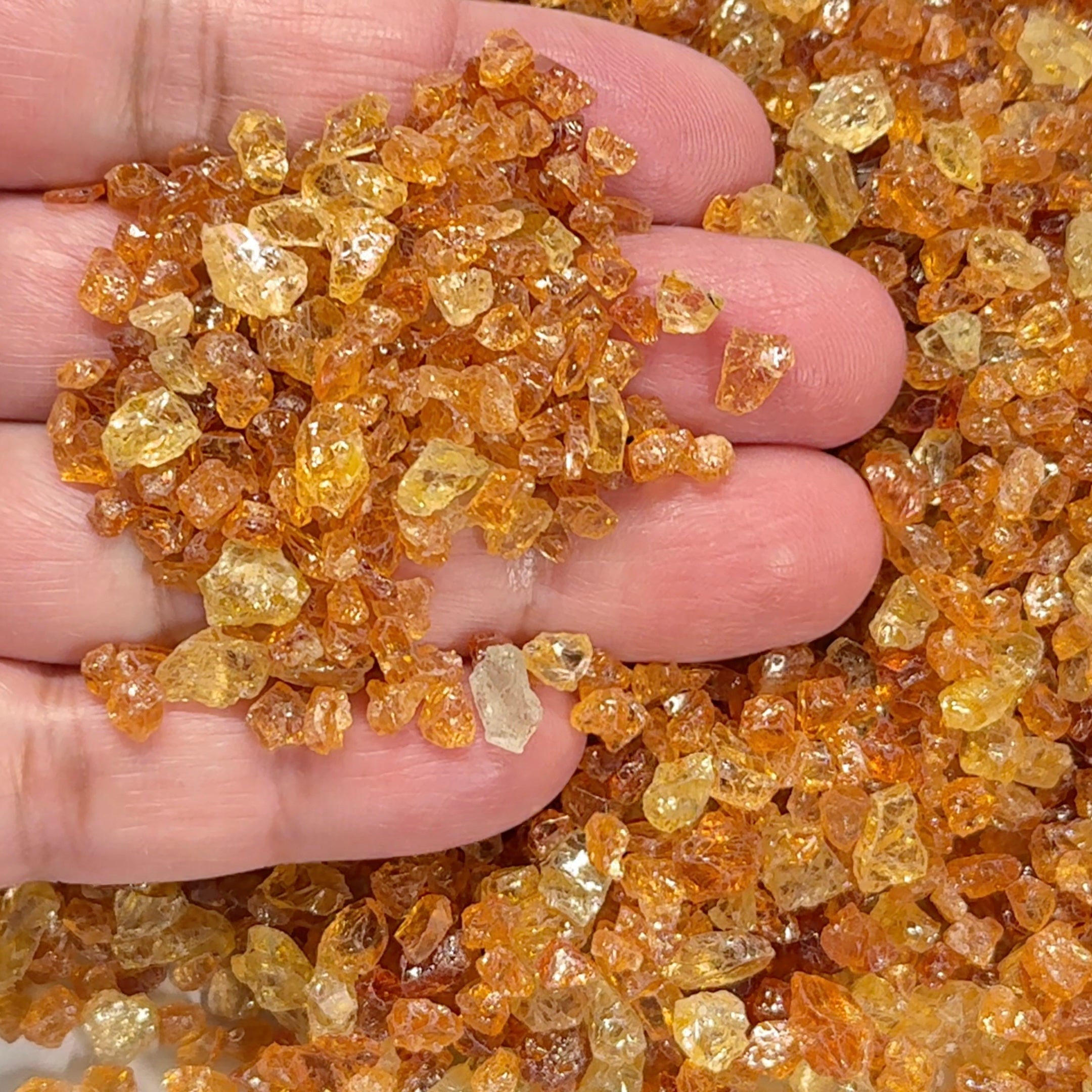Yellow Grossular Garnet Lot, Merelani, Tanzania, Untreated Unheated, tiny melee rough, either do melee cuts or use in paintings, fish tank etc. 266.10gm Lot