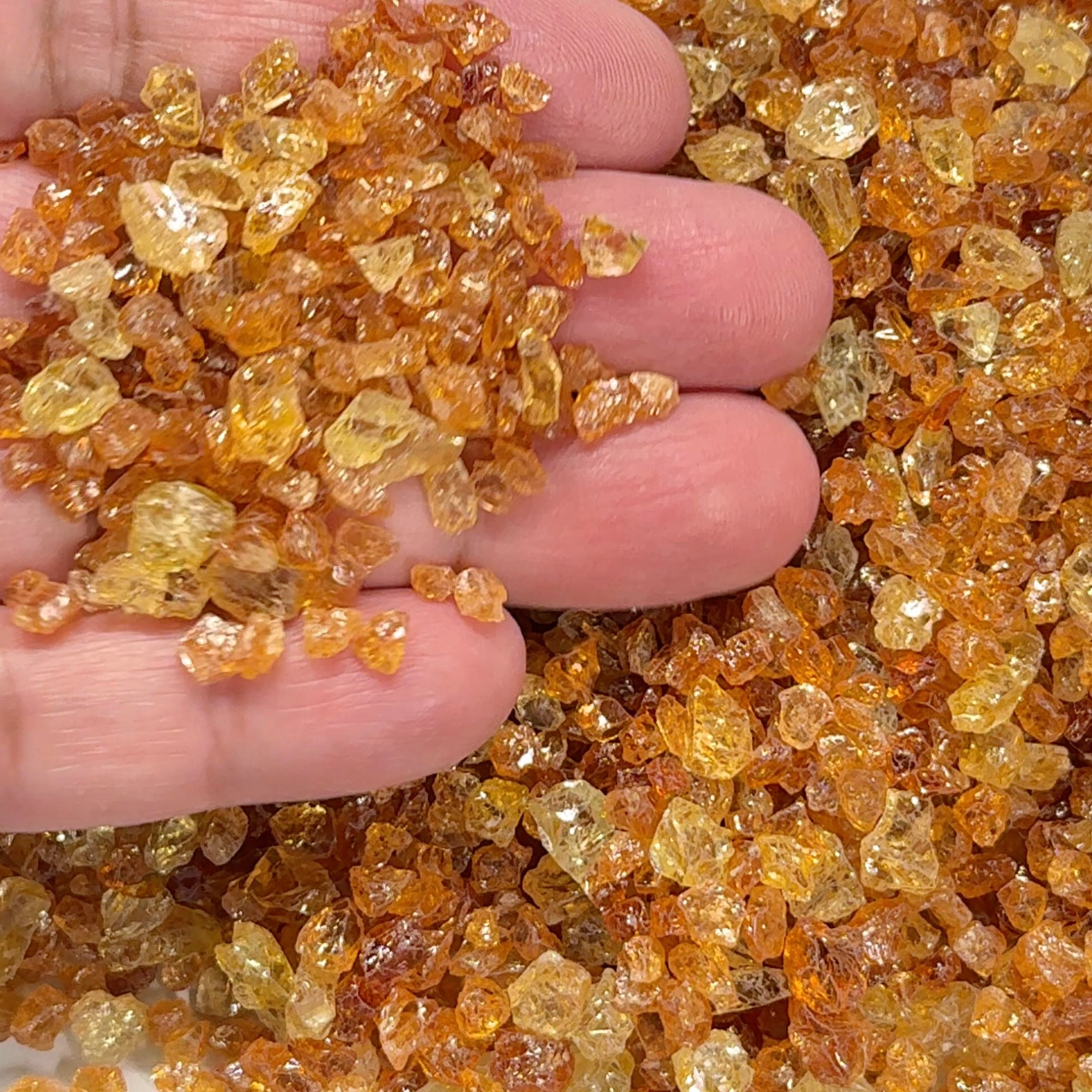 Yellow Grossular Garnet Lot, Merelani, Tanzania, Untreated Unheated, tiny melee rough, either do melee cuts or use in paintings, fish tank etc. 266.10gm Lot