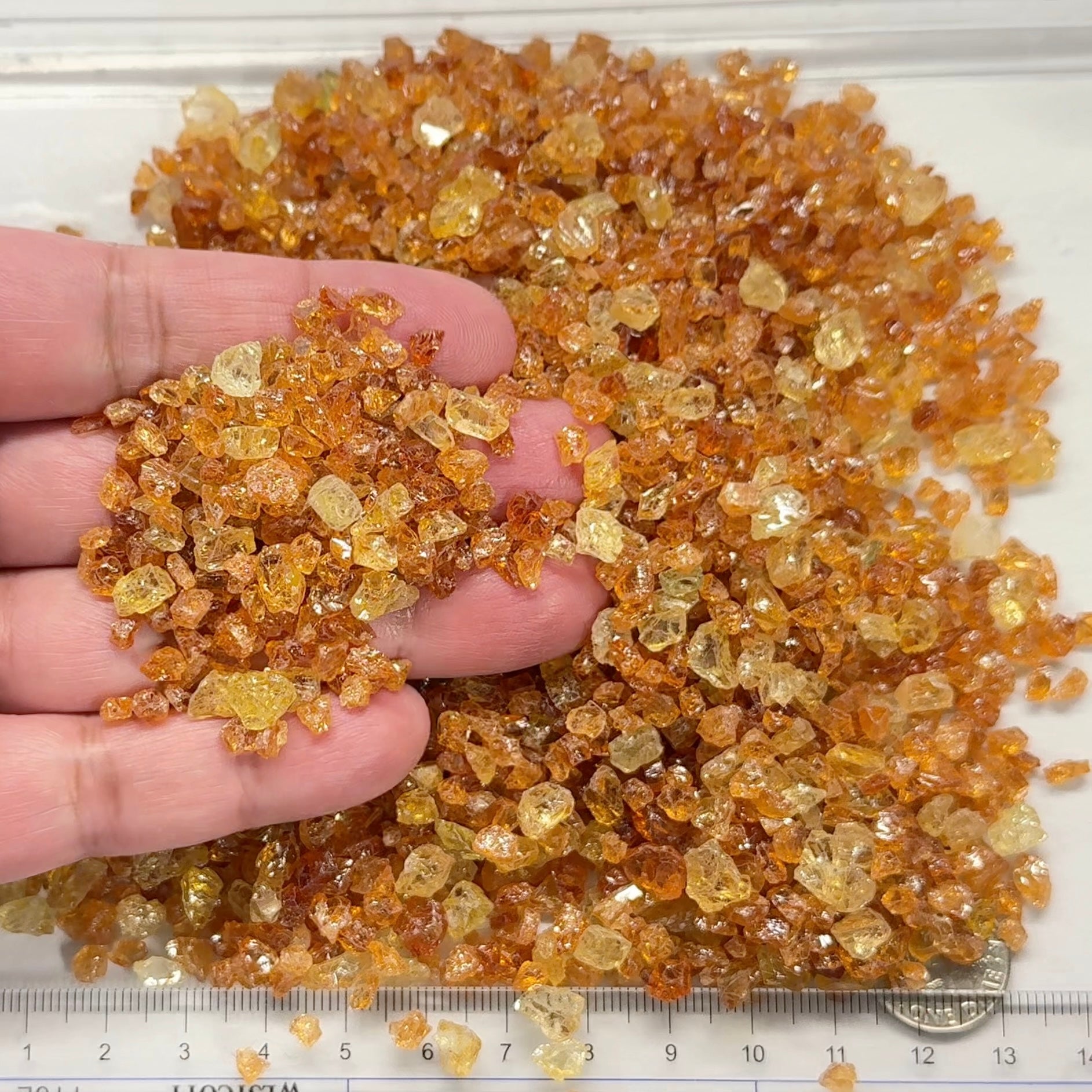 Yellow Grossular Garnet Lot, Merelani, Tanzania, Untreated Unheated, tiny melee rough, either do melee cuts or use in paintings, fish tank etc. 266.10gm Lot