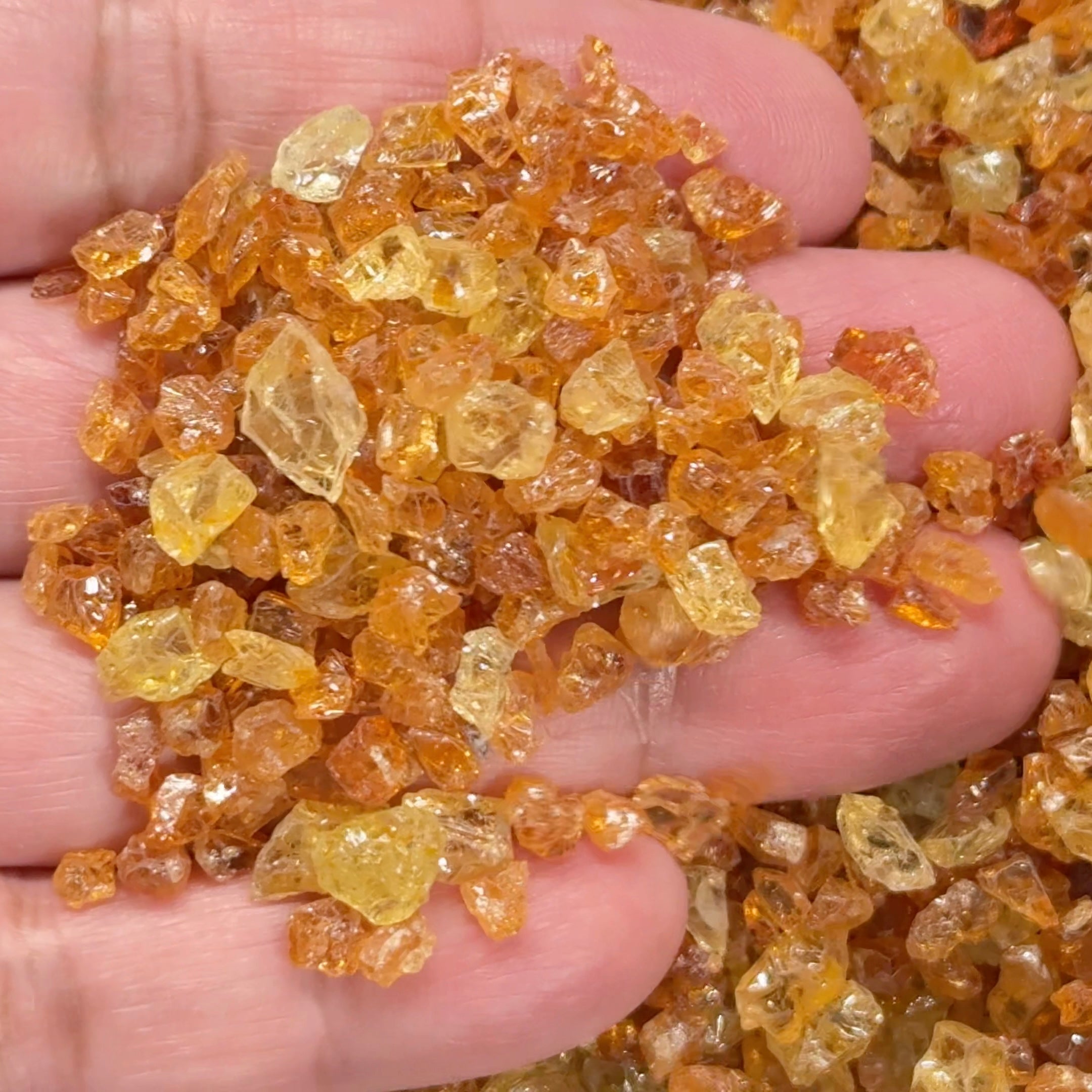 Yellow Grossular Garnet Lot, Merelani, Tanzania, Untreated Unheated, tiny melee rough, either do melee cuts or use in paintings, fish tank etc. 266.10gm Lot