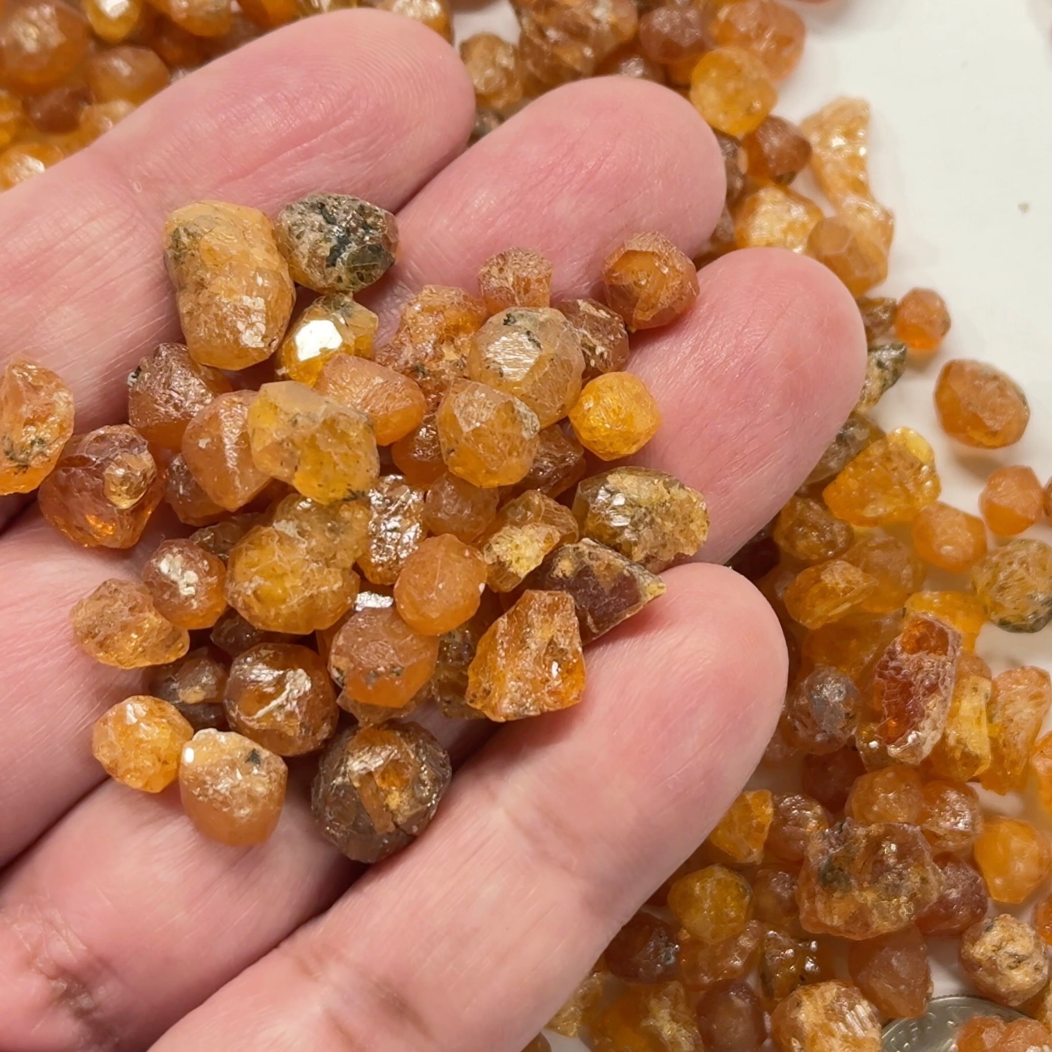 Mandarin Spessartite Garnet Crystals Lot, Loliondo, Tanzania, Untreated Unheated. 160.30gm Lot
