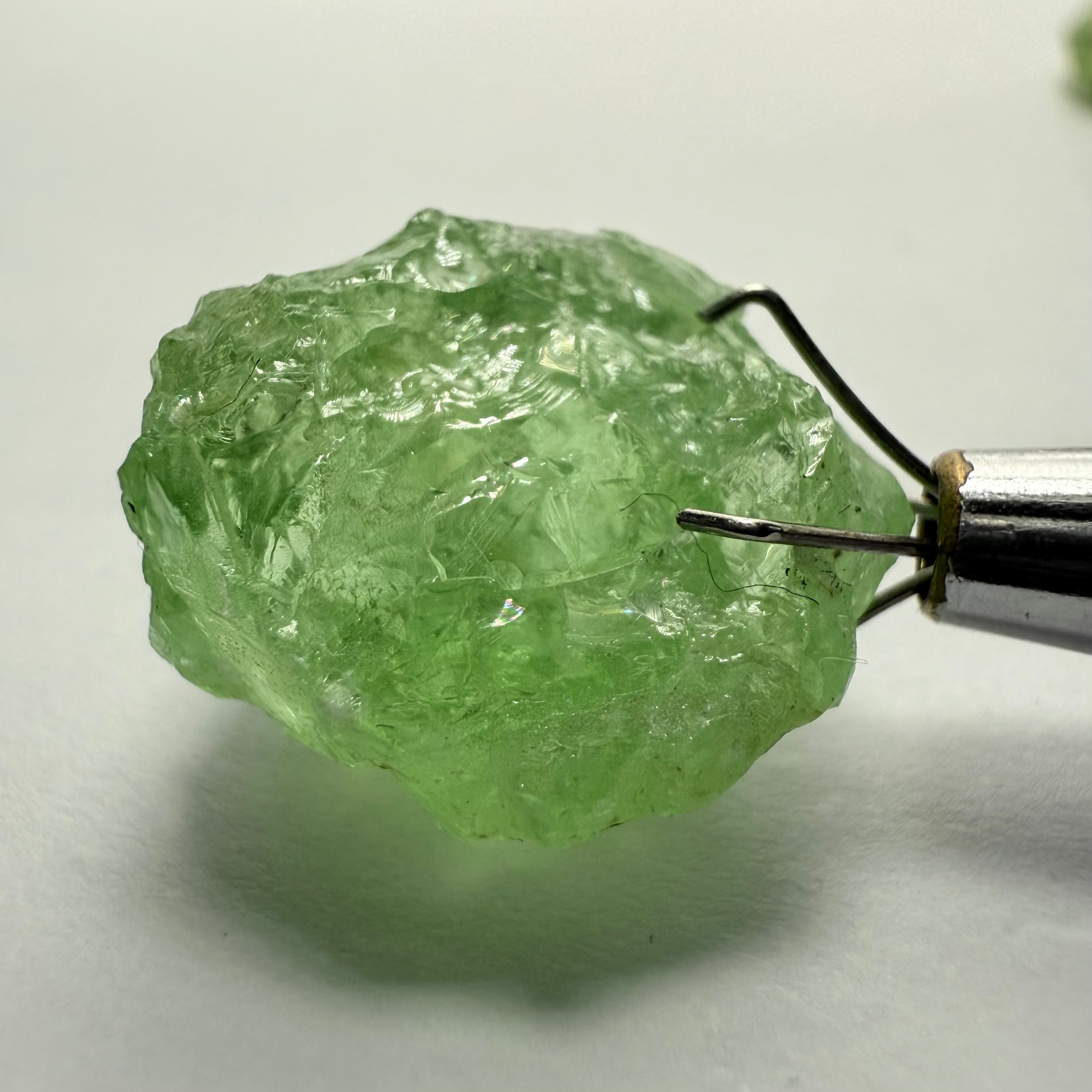 Tsavorite Garnet Cab Grade Rough, has some cracks, 16.29ct, Tanzania, Untreated Unheated