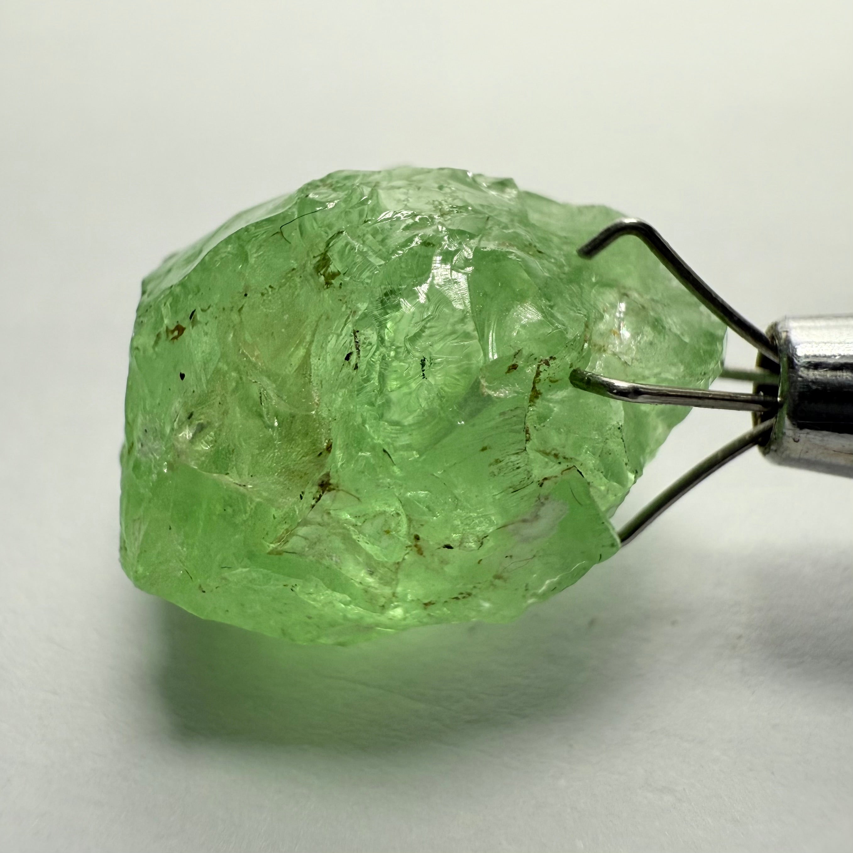 Tsavorite Garnet Cab Grade Rough, has some cracks, 16.29ct, Tanzania, Untreated Unheated